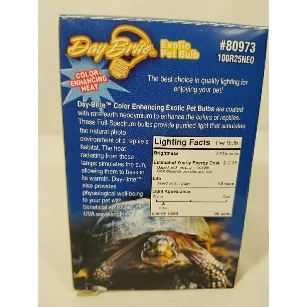 COPY 5 Day Brite 100W R25 Frost Neodymium Reptile Pet Full Spectrum Light Bulb,…
